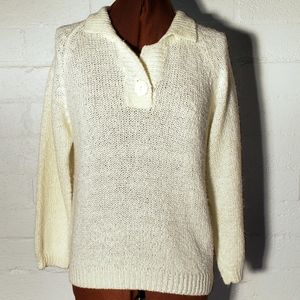 Vintage 80s Ivory knit long sleeve sweater 12…